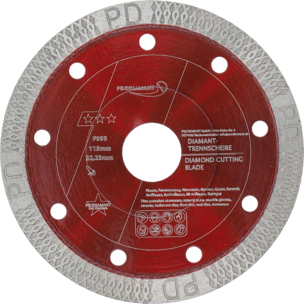 PRODIAMANT Diamanttrennscheibe für Fliese, Feinsteinzeug F993 115mm
