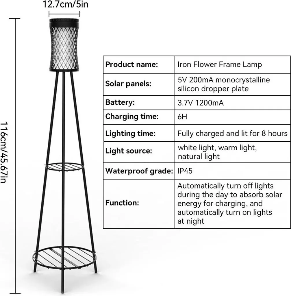 Lampe solaire de jardin à intensité variable pour extérieur, 1 pièce