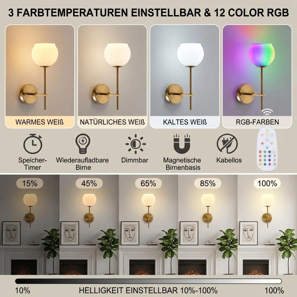 Applique Murale LED pour Éclairer sans Travaux Électriques - Rechargeable - 3