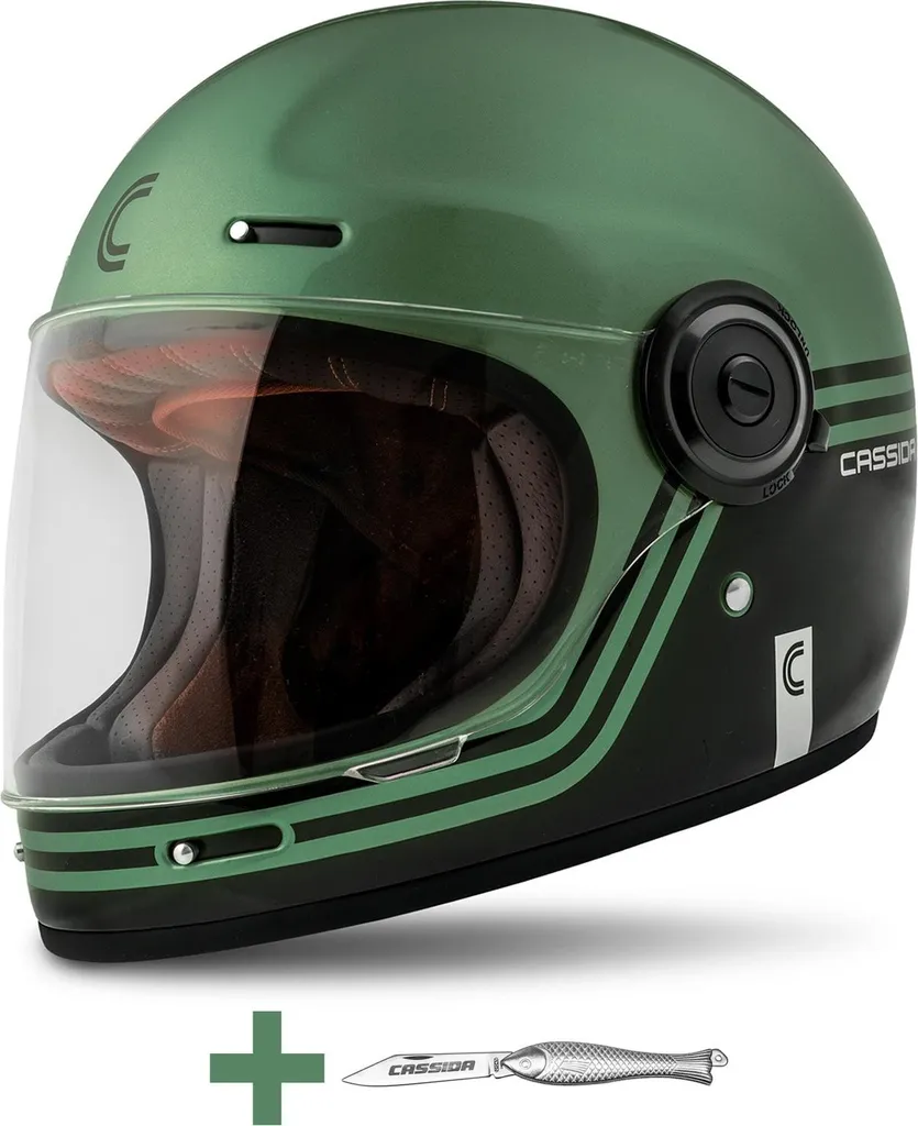 Casque CASSIDA Super Hooligan Fibre de Verre Noir Vert Taille 2XL
