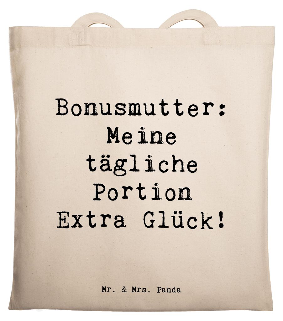 Mr. & Mrs. Panda dokumententasche Spruch Bonusmutter Glück - Transparent - Geschenk, Schwiegermutter, Bindung, Tote Bag, Jutebeutel, Elternteil, F...