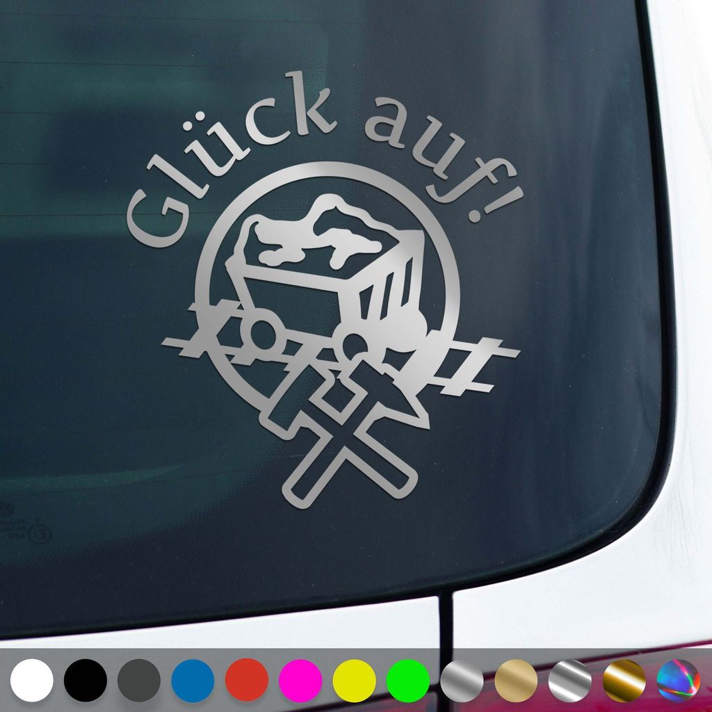 PantherPixel Glück Auf Aufkleber Steiger Schlägel Und Eisen Lore Sticker Auto Geschenkidee Farbe Silber