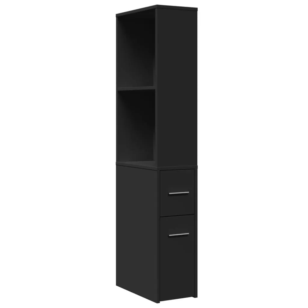 vidaXL Mobile da bagno stretto con rotelle in legno nero