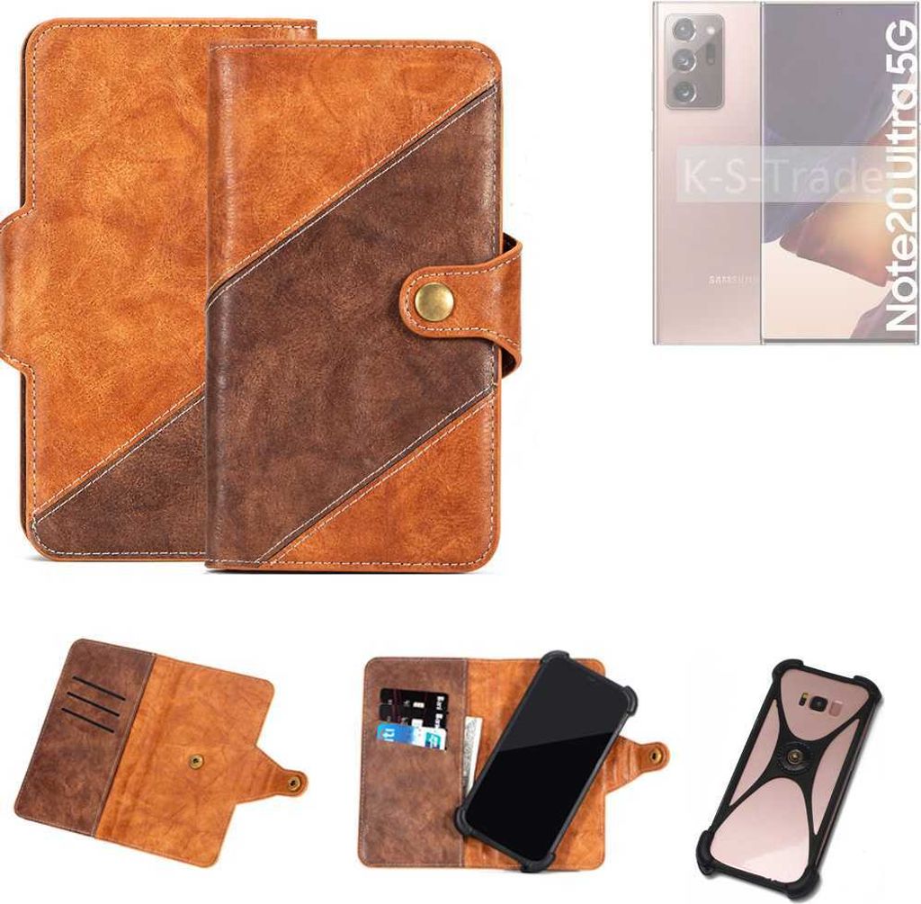 K-S-Trade Handyhülle Schutzhülle Bookstyle Case Wallet-Case kompatibel mit Samsung Galaxy Note20 Ultra Cover Klapphülle Kantenschutz Smartphone