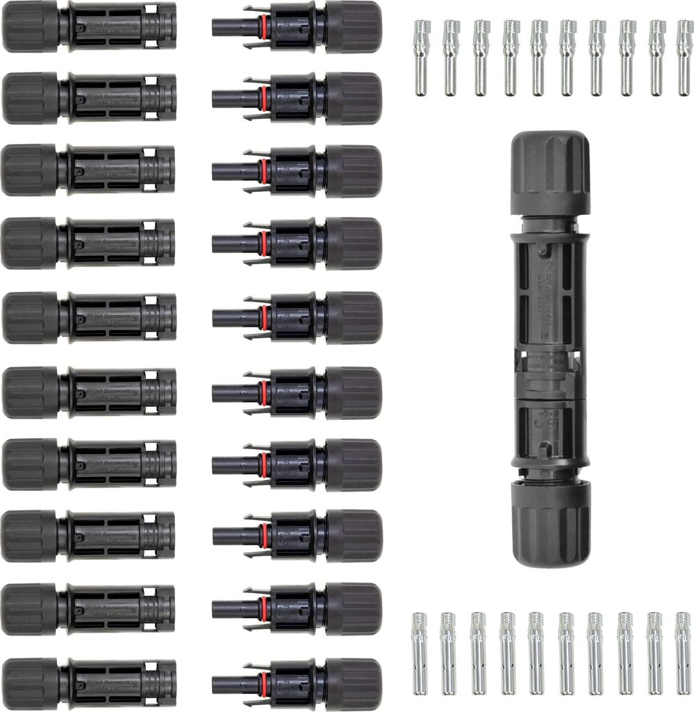 PremiumX 10x Solarkabel-Verbinder – PV-Steckverbinder für Solaranlagen, IP67 wasserdicht, UV-beständig, mechanisch verriegelt