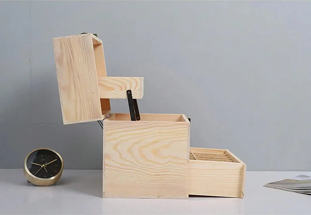 Boîte de rangement huiles essentielles 59 flacons bois 3 plateaux - 7