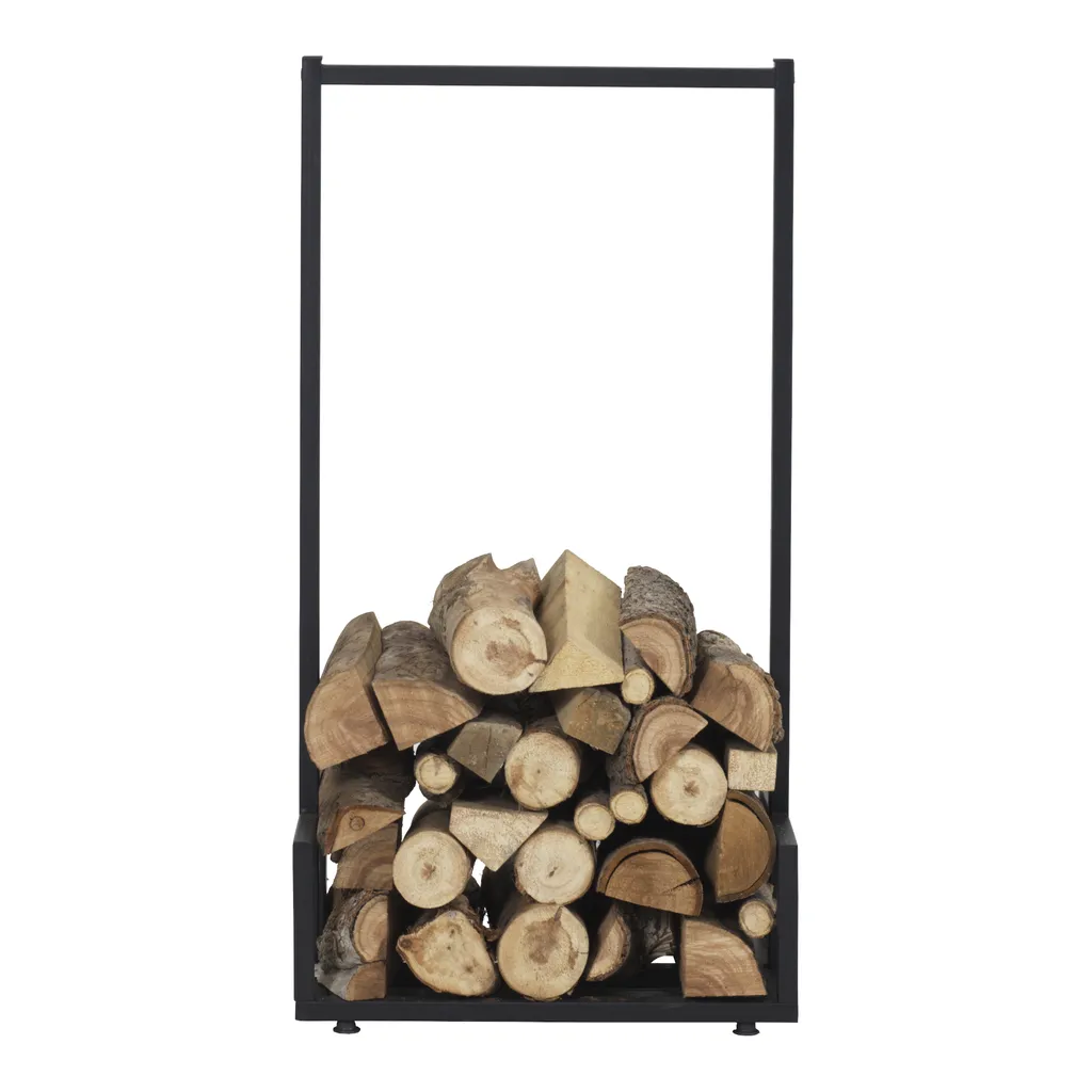 Étagère à bois design Thisted 95 cm - Structure métal noir autoportante
