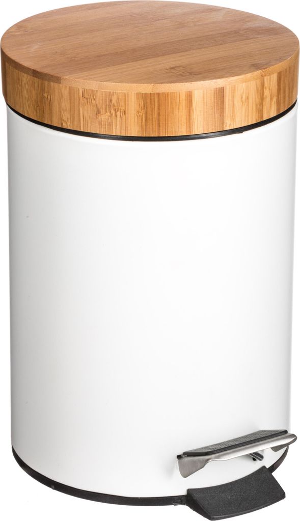 Mülleimer mit Bambusdeckel NATUREO 3L, weiß Produktbild 