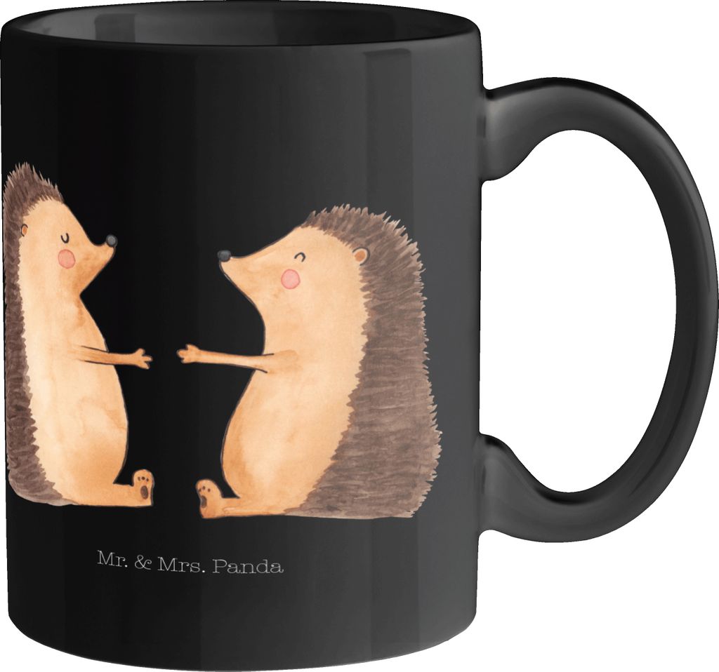 Mr. & Mrs. Panda Kaffeebecher Igel Liebe - Schwarz - Geschenk, schöne tasse, Kaffeetasse, Teetasse, Verheiratet, Freundin, Hochzeitstag, Pott, Hoc...