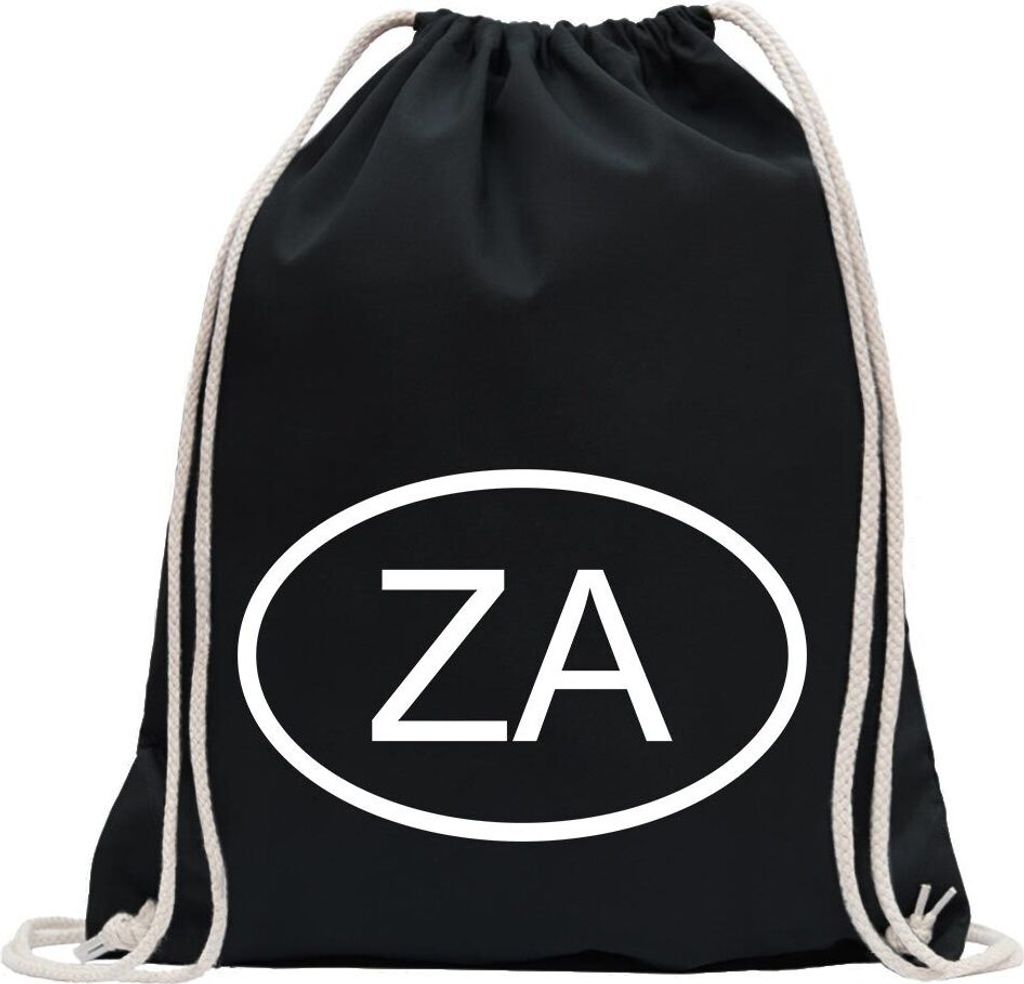 Kiwistar - Turnbeutel - schwarz - Südafrika ZA - Fun Rucksack Sport Beutel Gymsack Baumwolle mit Ziehgurt