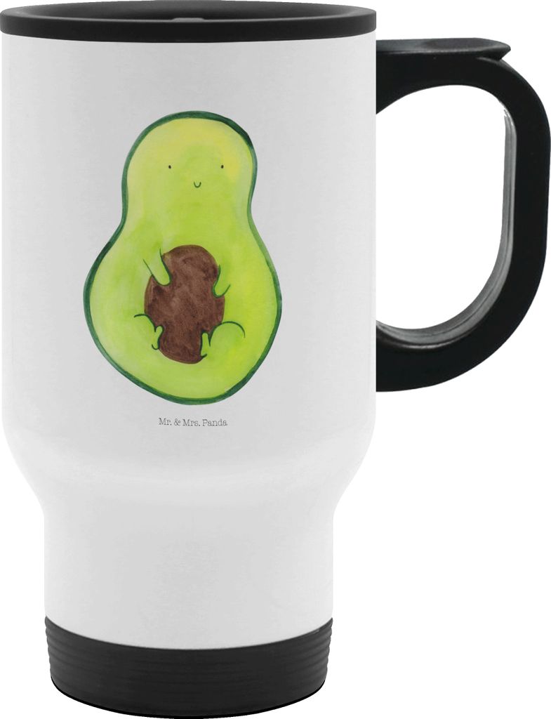 Mr. & Mrs. Panda thermosbecher Avocado Kern - Weiß - Geschenk, Kaffeebecher To Go, vakuumbecher, Reisebecher, Thermobecher, glücklich, Spruch Leb...