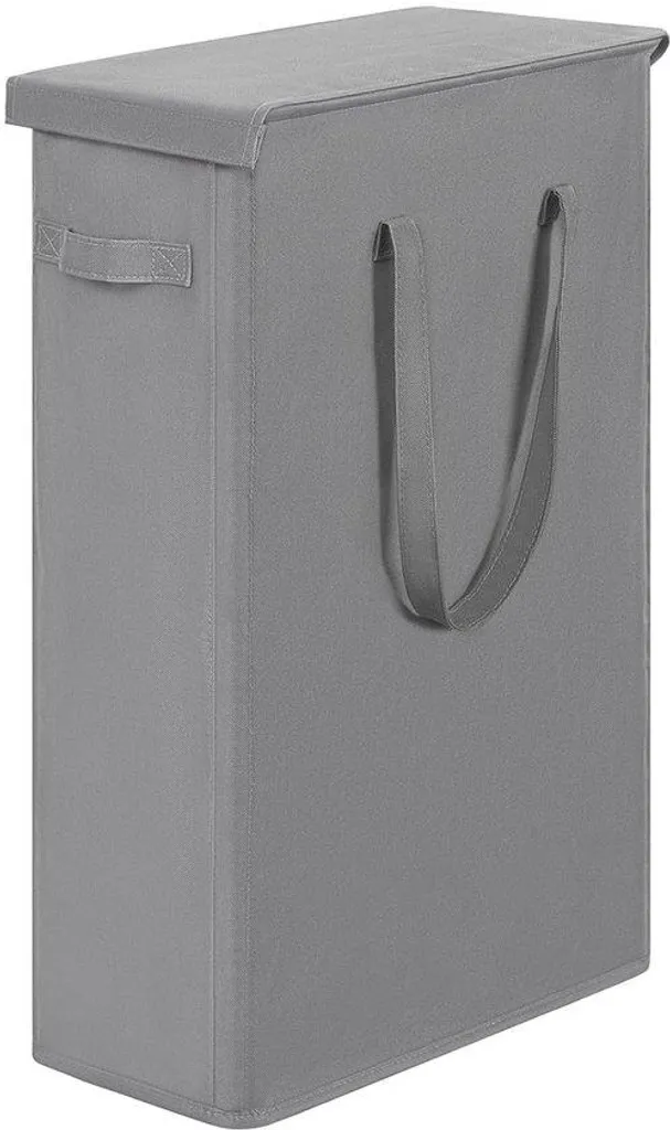 Panier à linge 60L pliable gris avec coque rigide et format compact