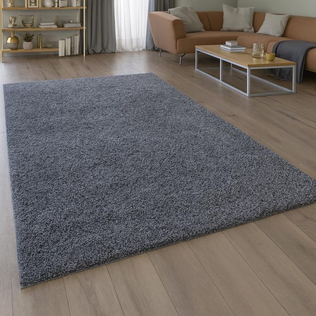 Shaggy Teppich in Grau für Wohnzimmer und Schlafzimmer – Produktbild 