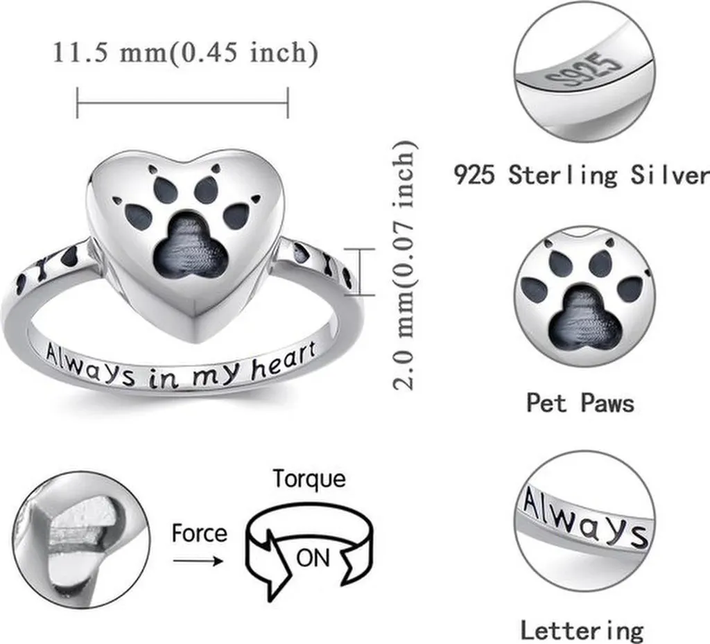 Bijou commémoratif : Bague de crémation en argent massif faite main - 3