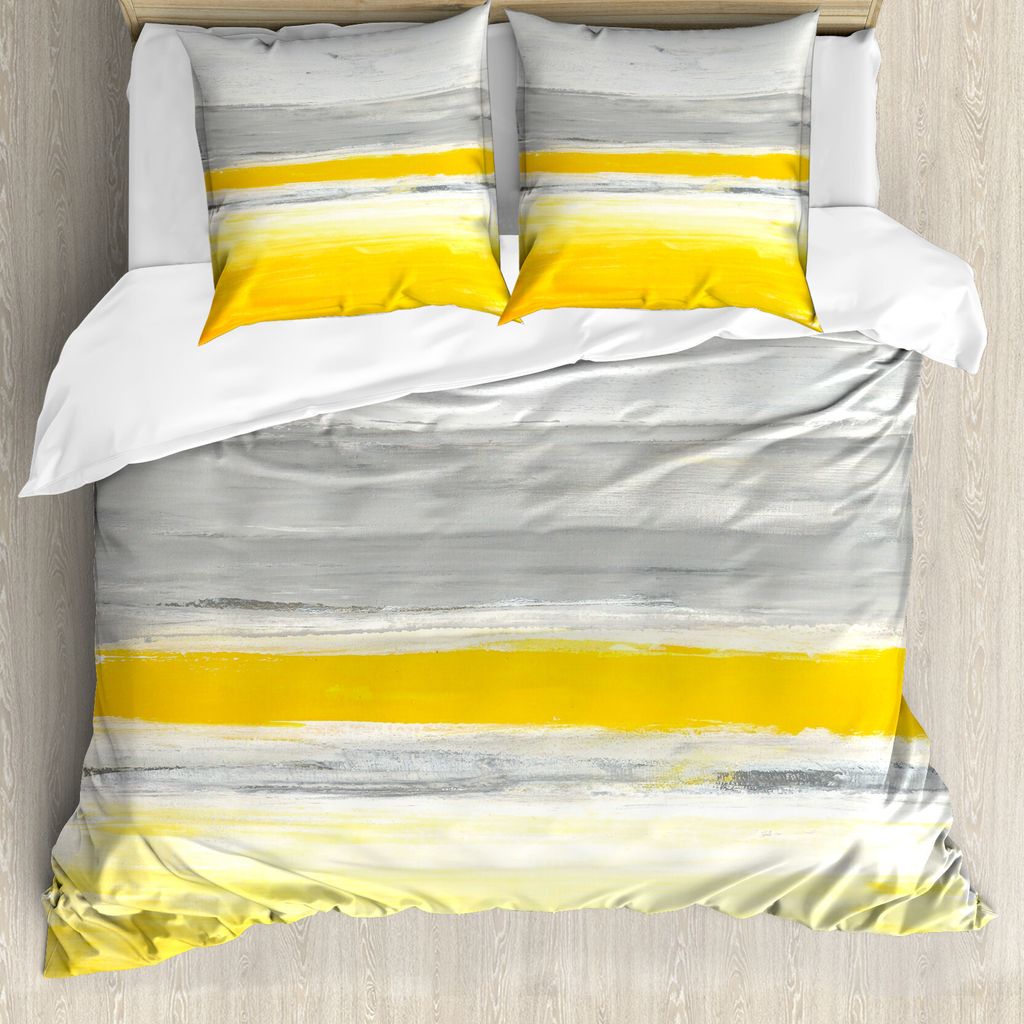 ABAKUHAUS Gelb Bettbezug, Aquarell-Kunst-Entwurf, Milbensicher Allergiker geeignet mit Kissenbezügen, 155 cm x 220 cm - 80 x 80 cm, Pale Green Ear...