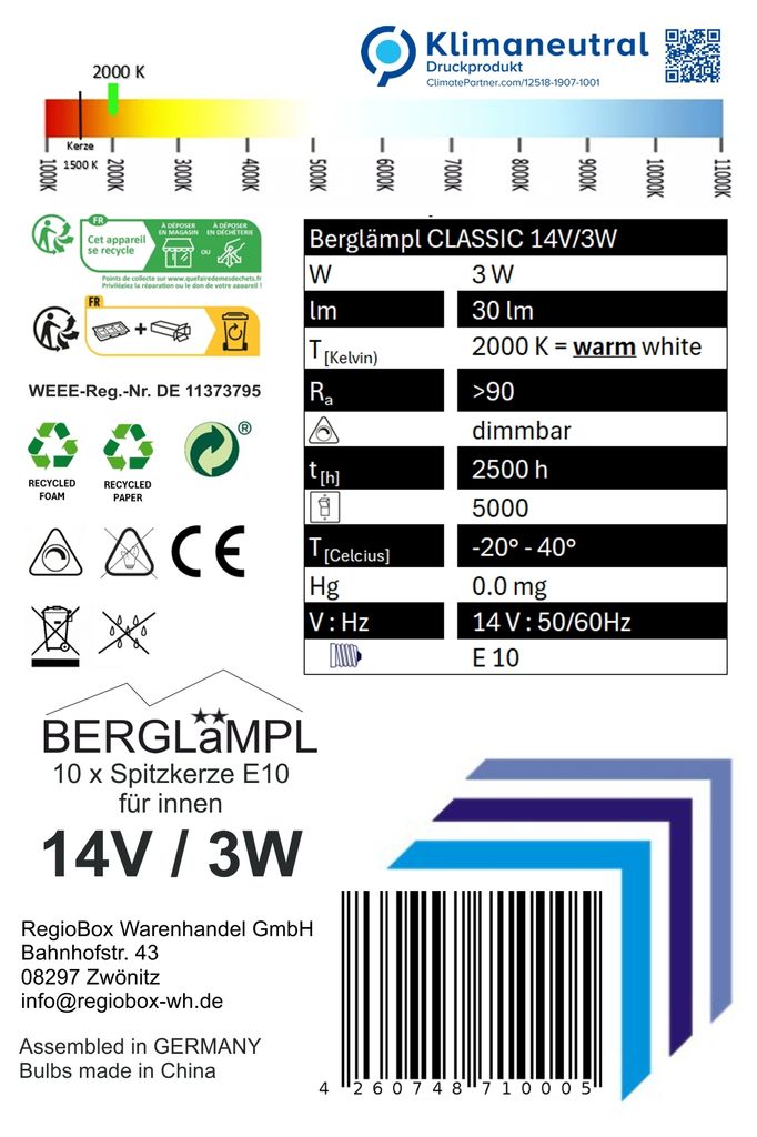 10x Stück E10 14V/3W Ersatzlampe für Schwibbogen, Produktbild 6