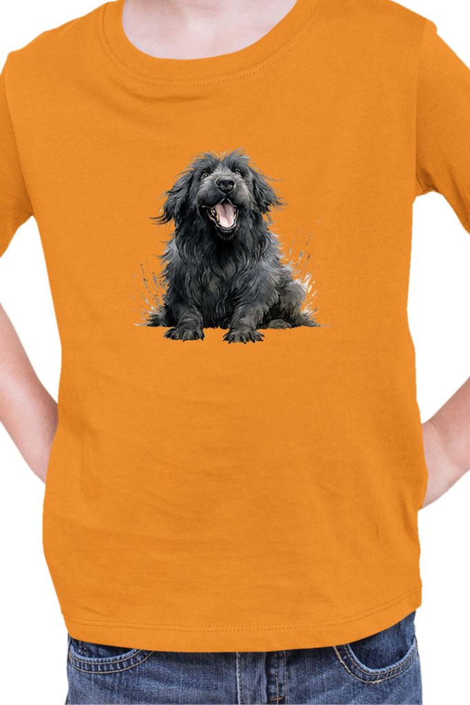 Kinder T-Shirt Funny Dogs Breeds Newfoundland Dog Breed, 9-11 Jahr - 140 / Orange