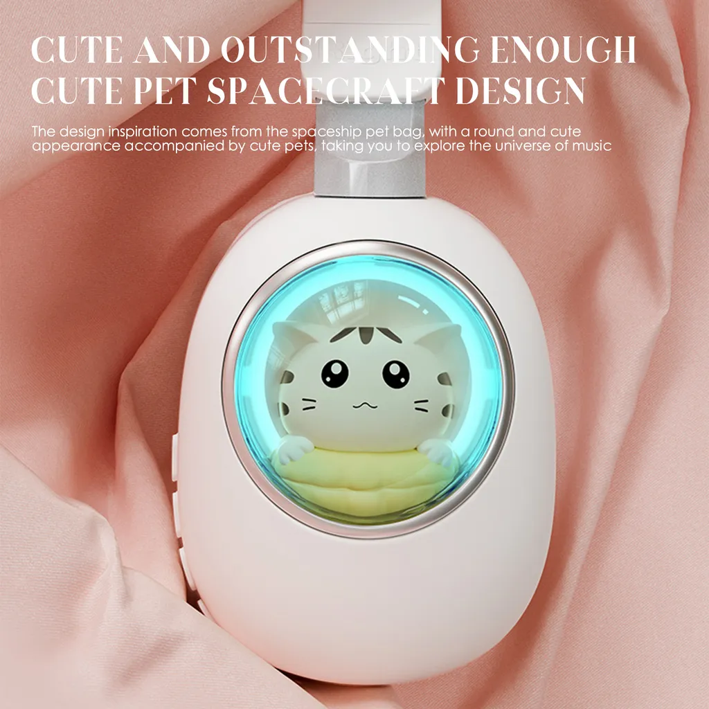 Offerta Cuffie Rosa Wireless Bluetooth 5.3 Luci LED Pieghevoli - 6