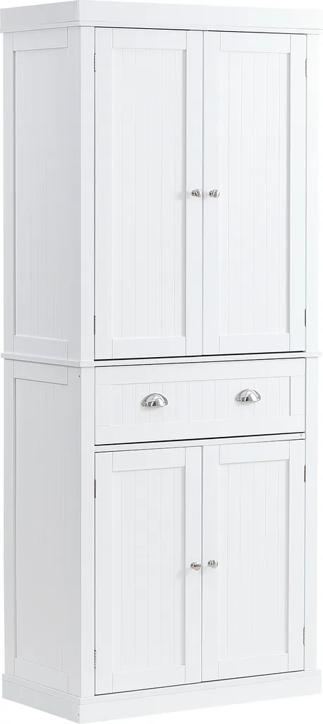 VEVOR Armoire à Provisions 72 Pouces avec Portes et 3 Étagères Blanc
