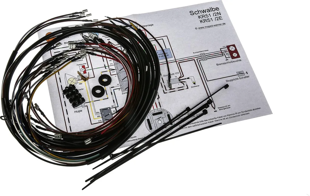 Set di cablaggi Schwalbe KR51/2 E, KR51/2 N, 6V con schema elettrico