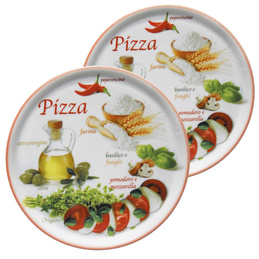 2er Set Pizzateller Napoli Red Ø 33,8 cm Servier-Platte Produktbild 