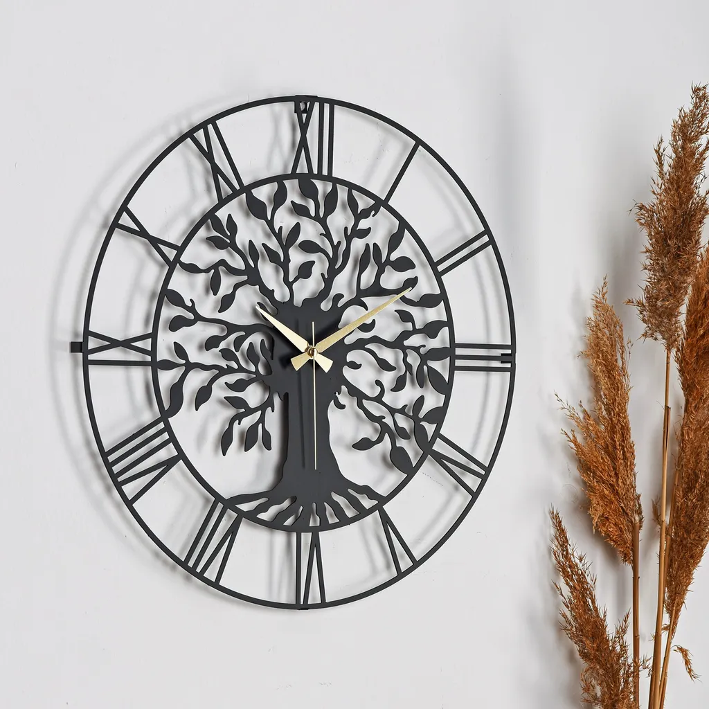Horloge Murale 100% Métal Noir Vita 41x41cm Haute Qualité et Finition