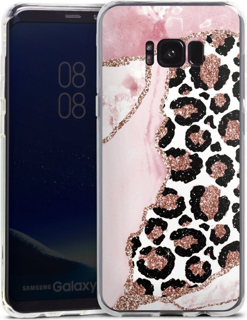 DeinDesign Handyhülle für Samsung Galaxy S8 Plus Silikon Hülle Case Smartphone Schutzhülle Glitzer Look Leopard Marmor