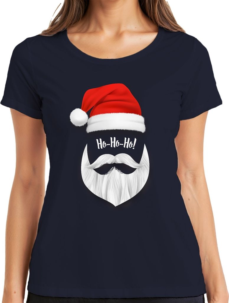Ho Ho Ho Weihnachtsmann Santa - Weihnachten Weihnachtsgeschenk Christmas Damen T-Shirt, Navy, M