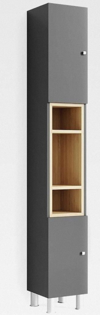 Badschrank Anthrazit Aquis 30x190x30 cm - Wäscheschrank, Kombination aus offenen Fächern und Türen für Flexible Nutzung