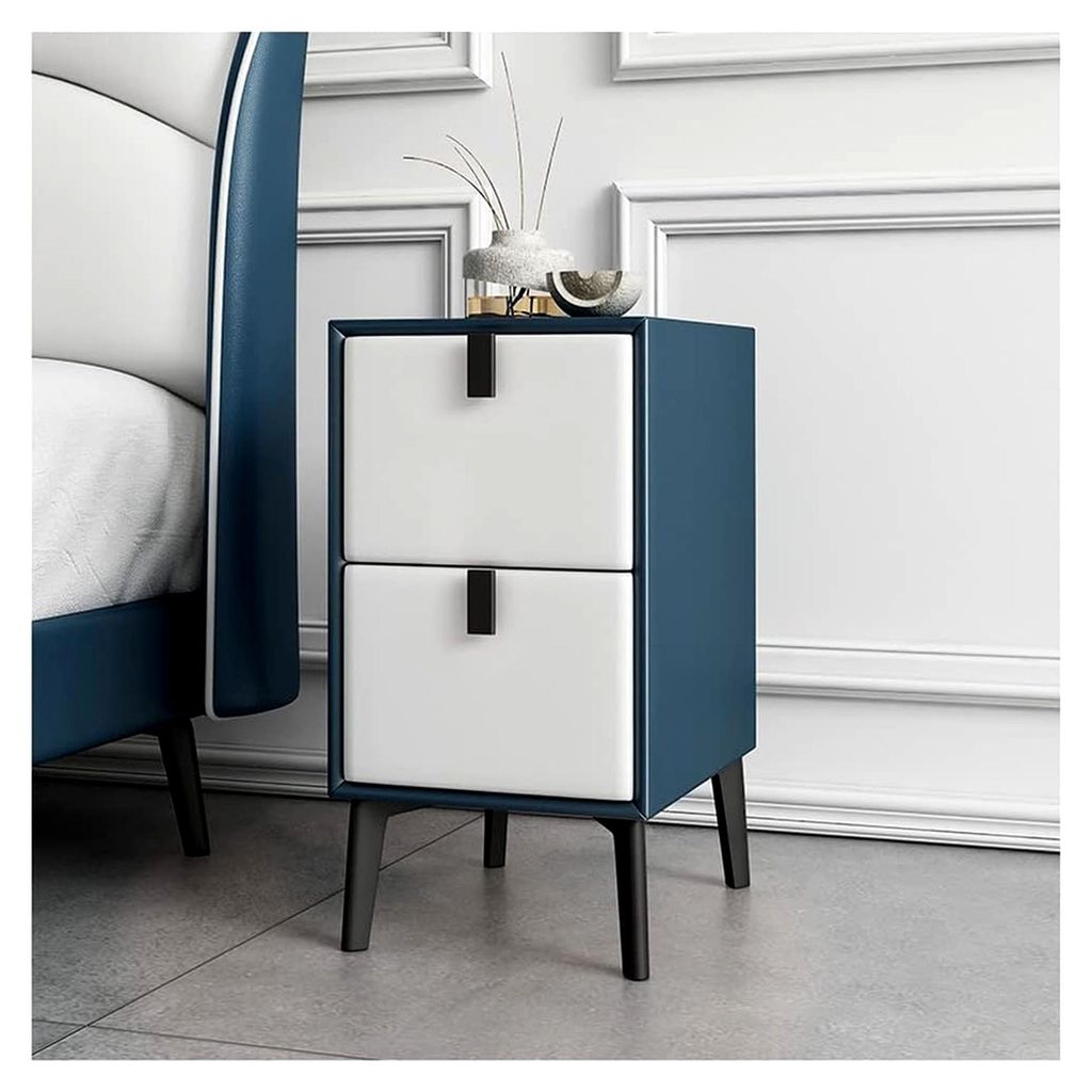 Nachttisch aus Holz mit zwei Schubladen, minimalistisches modernes Design für das Schlafzimmer