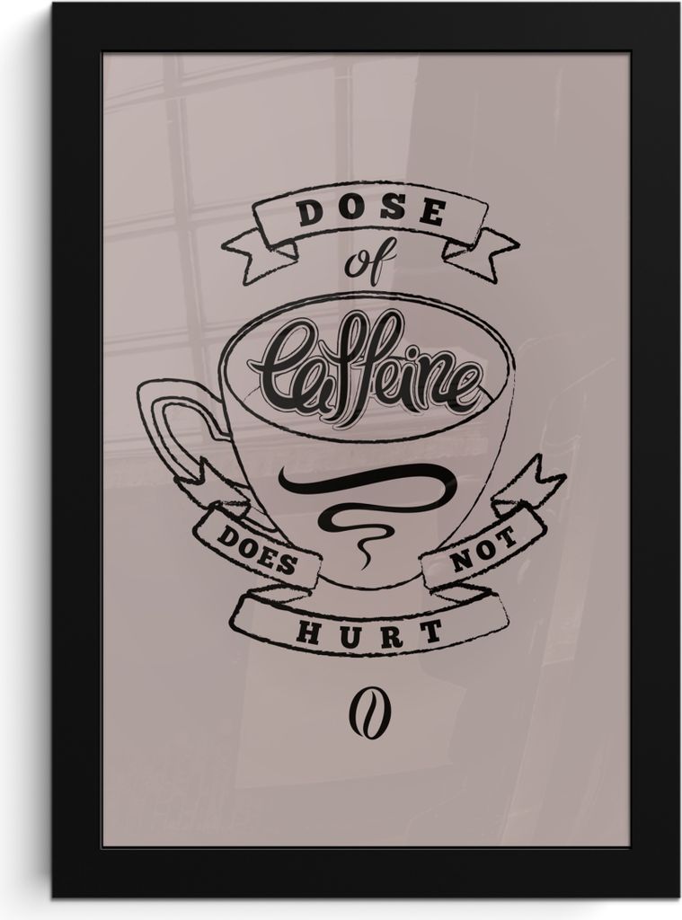 MuchoWow MuchoWow Gerahmtes Poster Kaffee - Sprichwörter - Vintage - Eine Dosis Koffein tut nicht weh - Zitate 20x30 cm - Poster mit zchwarzem...