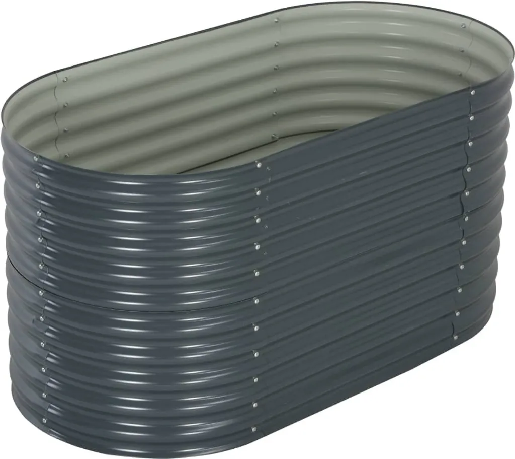 Bac à fleurs surélevé 160 cm en acier galvanisé gris résistant et durable - 12