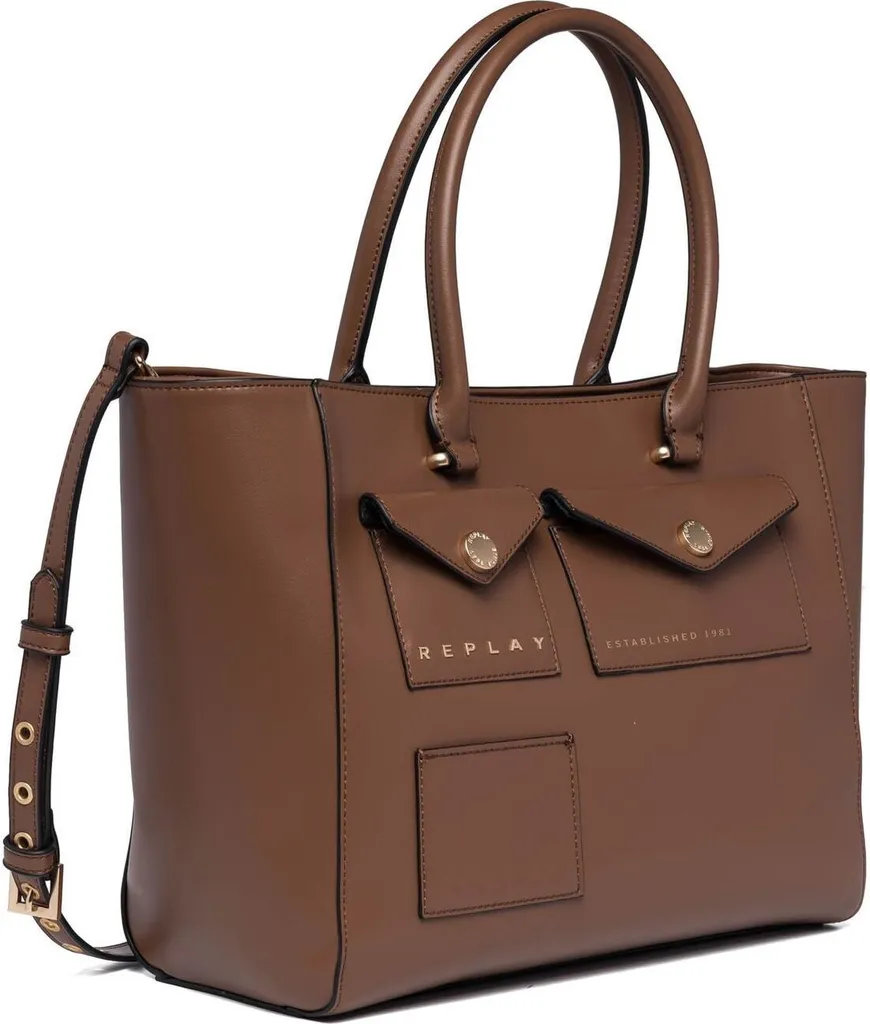 REPLAY Borsa Donna Shopper Marrone Old Brown - Eleganza Quotidiana