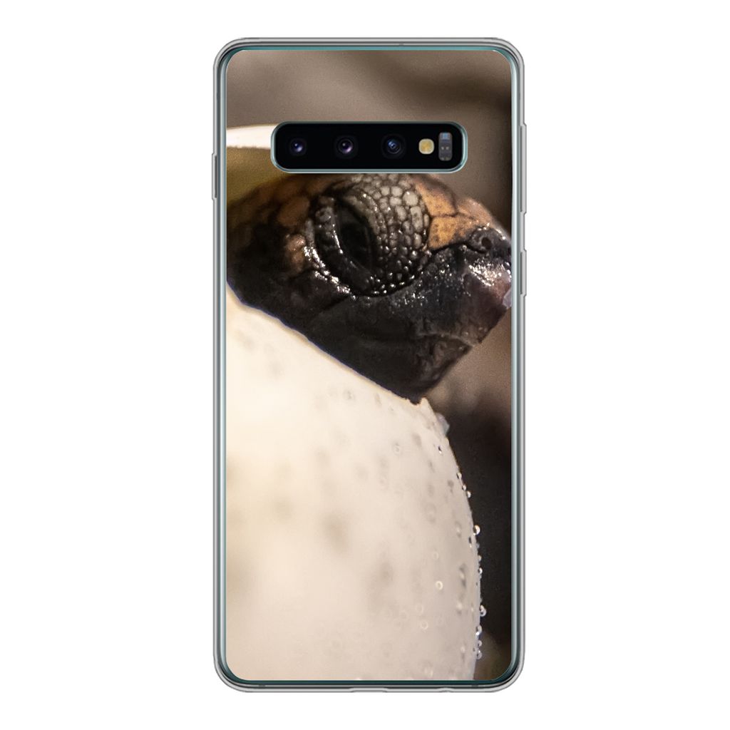 MuchoWow Handyhülle Schutzhülle Hülle für Samsung Galaxy S10 Schildkröte - Baby - Ei Silikon Softcase Handy Hülle - Handytasche