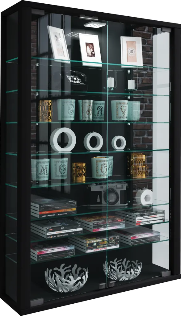 Offerta Vetrina a Muro Vitrosa Nero 91x59 | Espositore Vetro Prezzo