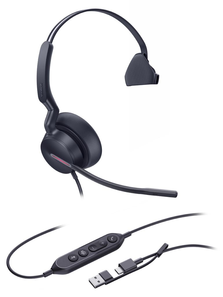 Yealink 1308184 Yealink Headset - UH46 Mono Teams USB-C/A Productafbeelding 
