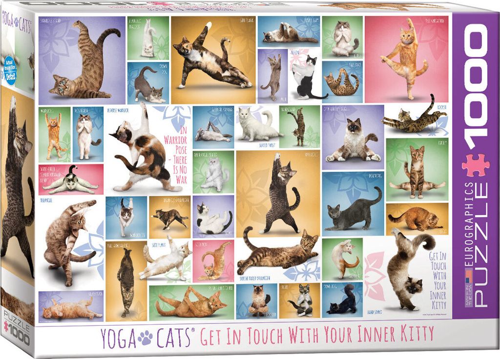 1000 Teile Puzzle - Puzzle - Yoga Katzen + Puzzle Zubehör