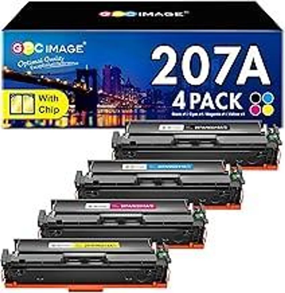 207A 207X MFP M283fdw Toner con chip Compatibile con HP 207A 207X M255dw per HP Color LaserJet Pro MFP M283fdw Toner nero M282nw M283fdn M255nw W2210A W2211A W2212A W2213A W2210X (confezione da 4)