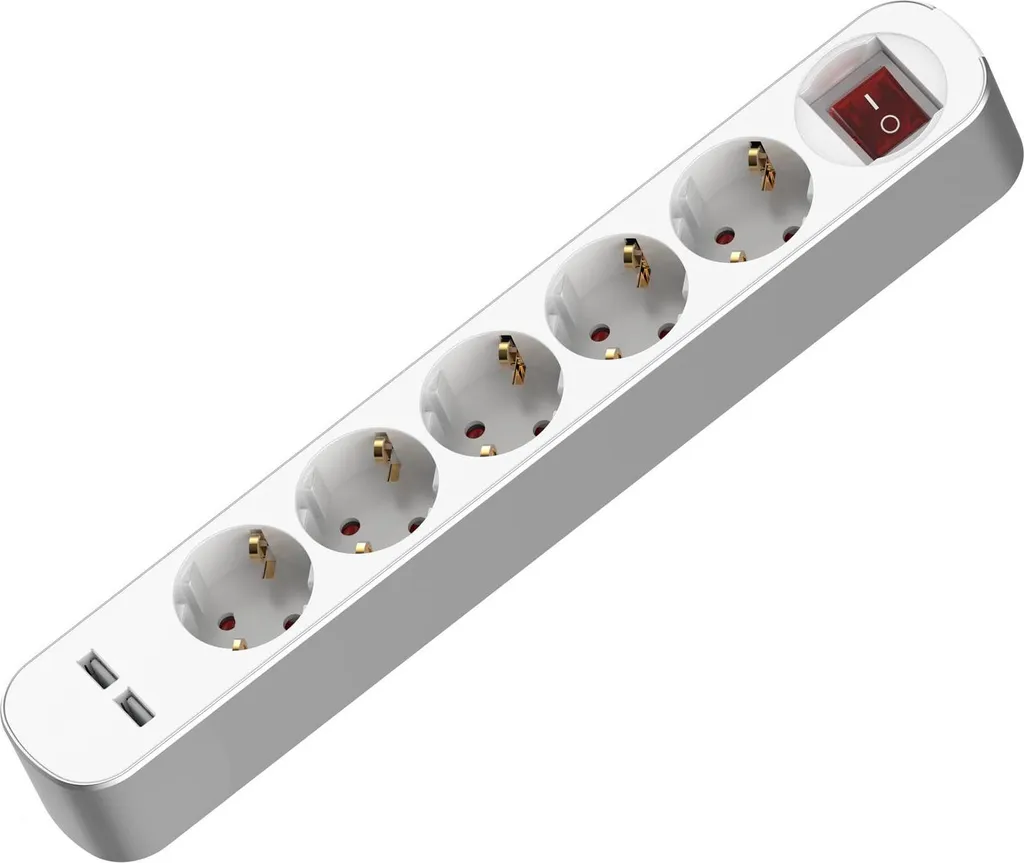 Presa Multipla 5 Vie Schuko 16A Cavo 3 Metri - Ideale per Ufficio