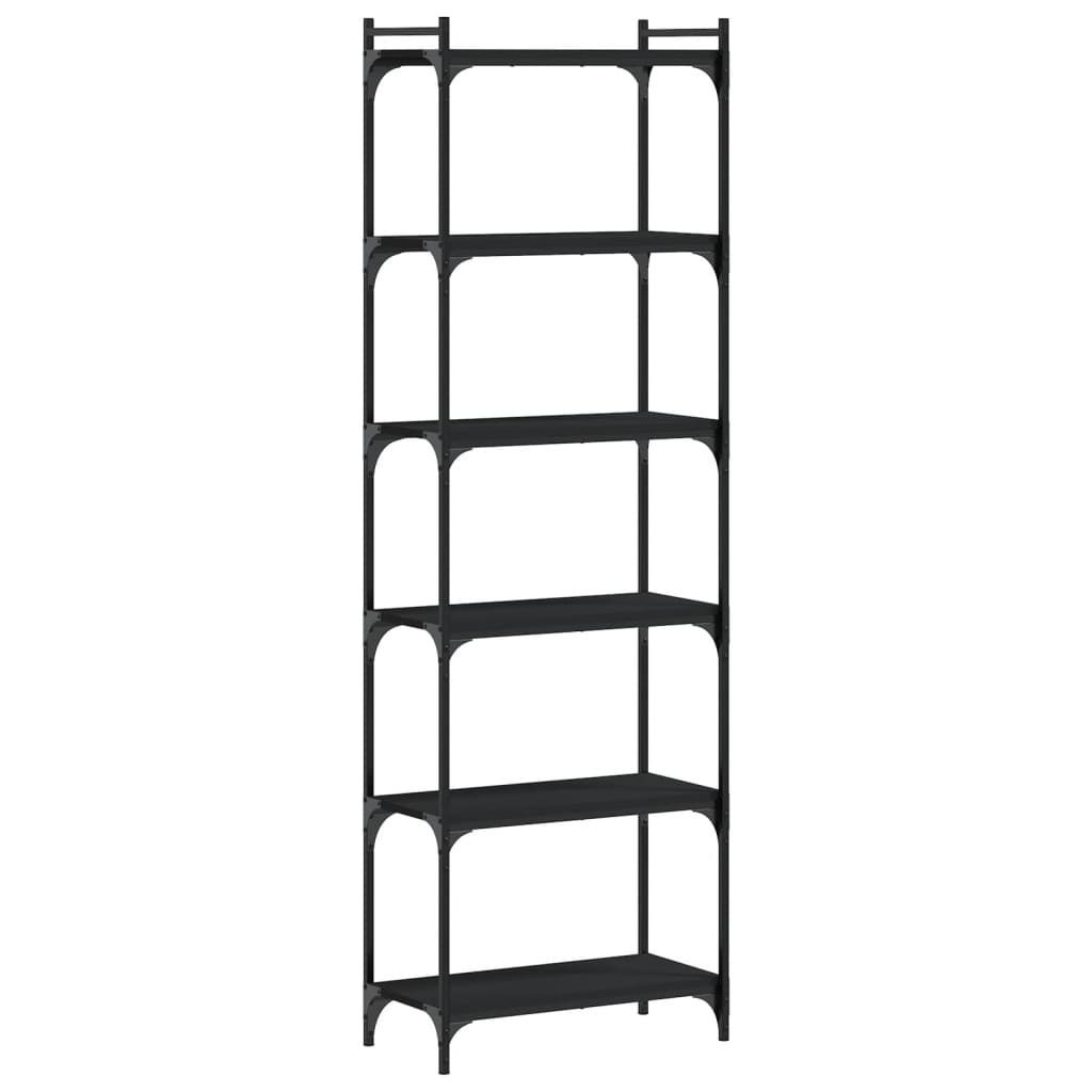 Libreria 6 ripiani Nero 60x30x188 cm Materiale a base di Immagine del prodotto 