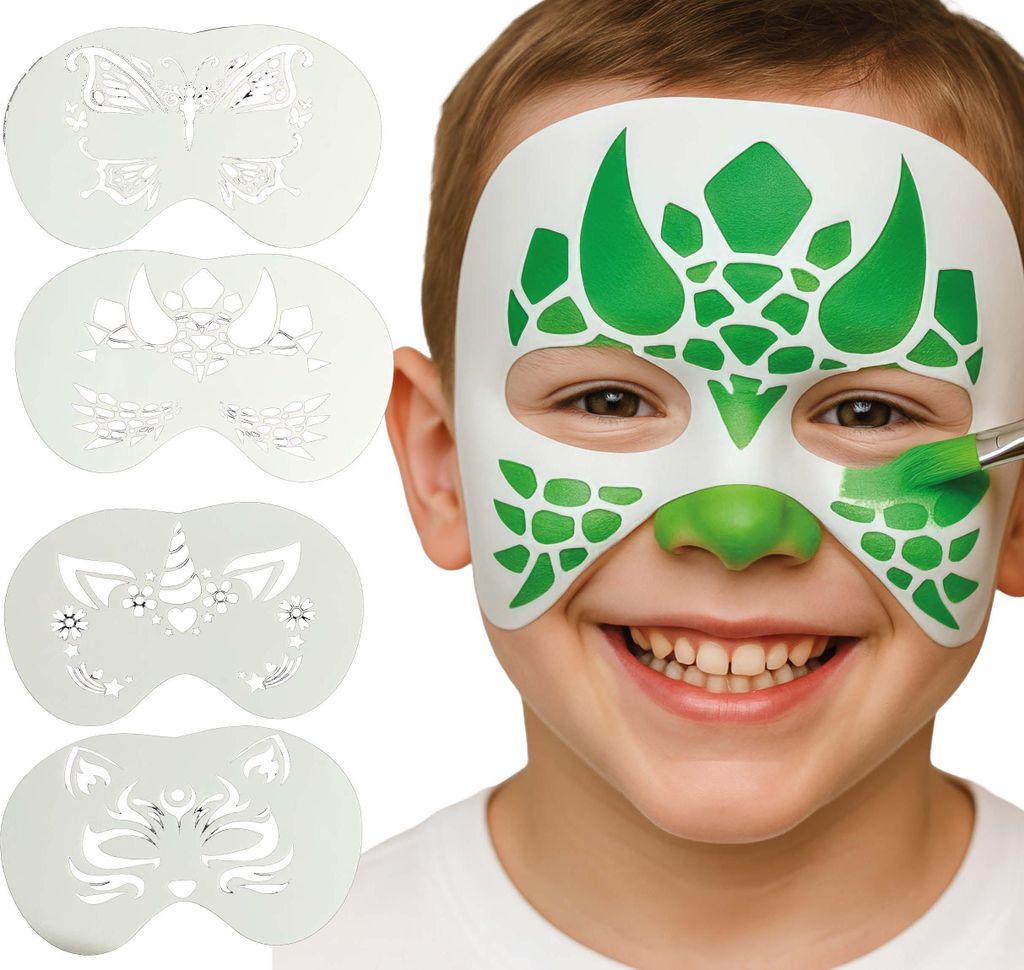 Maschere Animali Stencil Carnevale Face Painting Unicorno Immagine del prodotto 