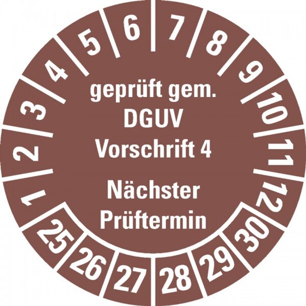 Dreifke Aufkleber I Prüfplakette gem.DGUV Vorschrift 4,25-30,braun,D...