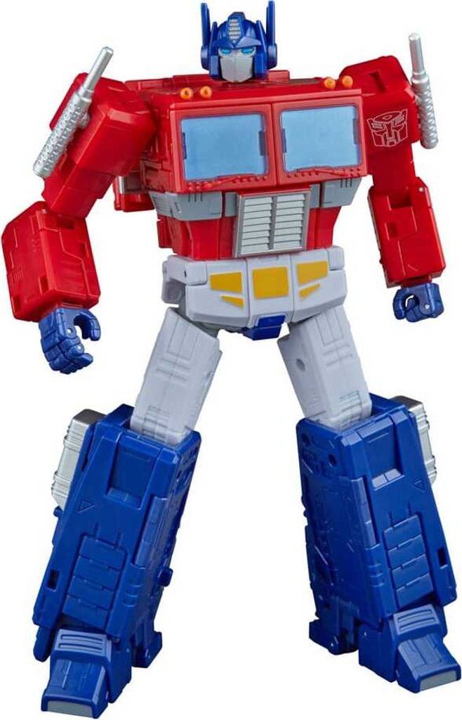 A studio shot of an Optimus Prime action figure.