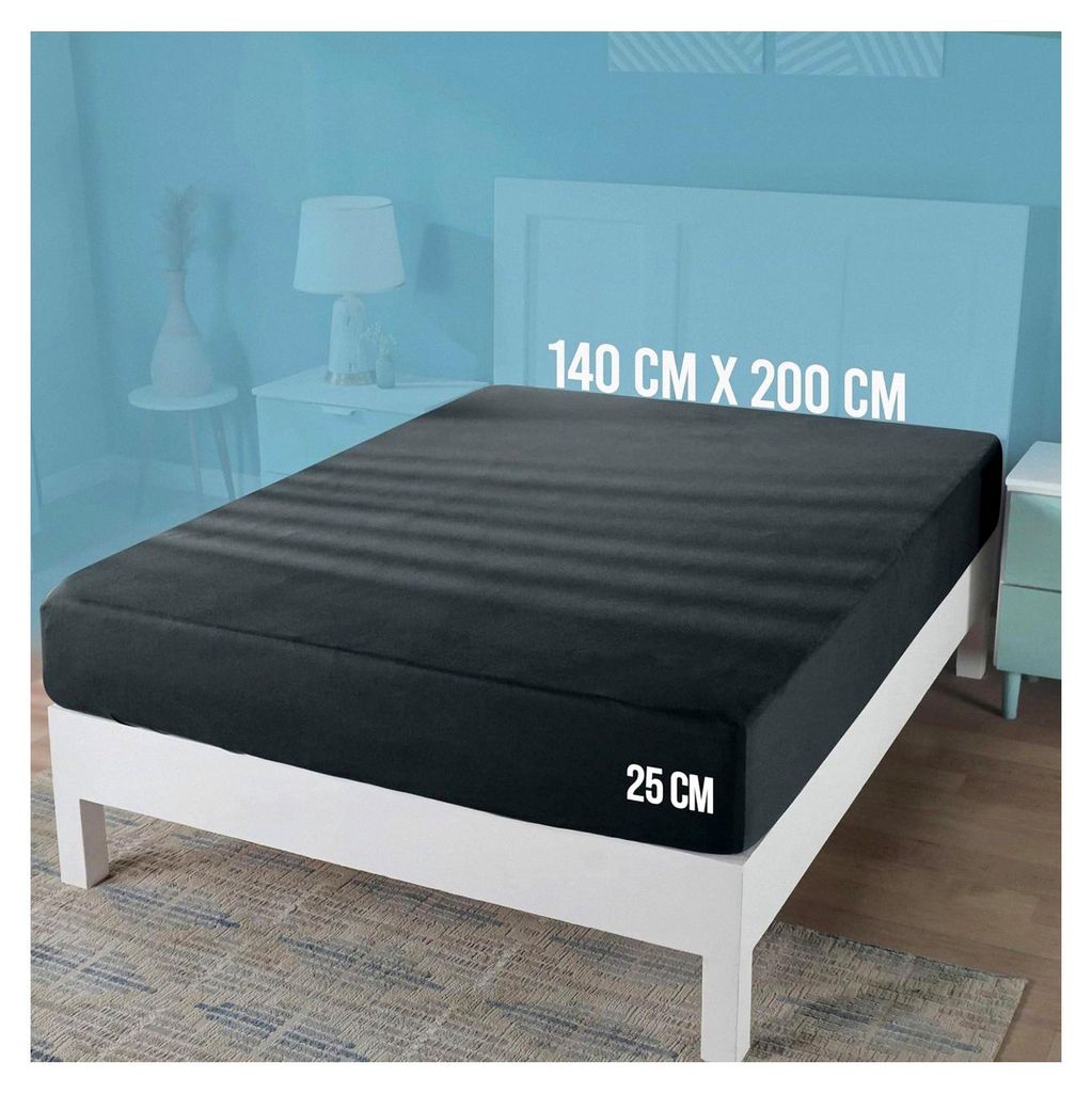 Jersey Spannbettlaken, Anthrazit, 140 x 200 cm – 25 cm, Baumwollmischung, geeignet für dicke Matratzen