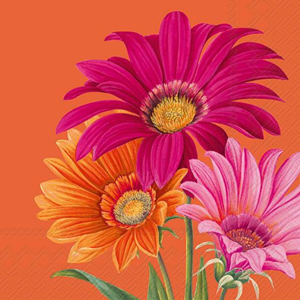 Servietten 33x33 cm - JOYFUL GERBERA orange