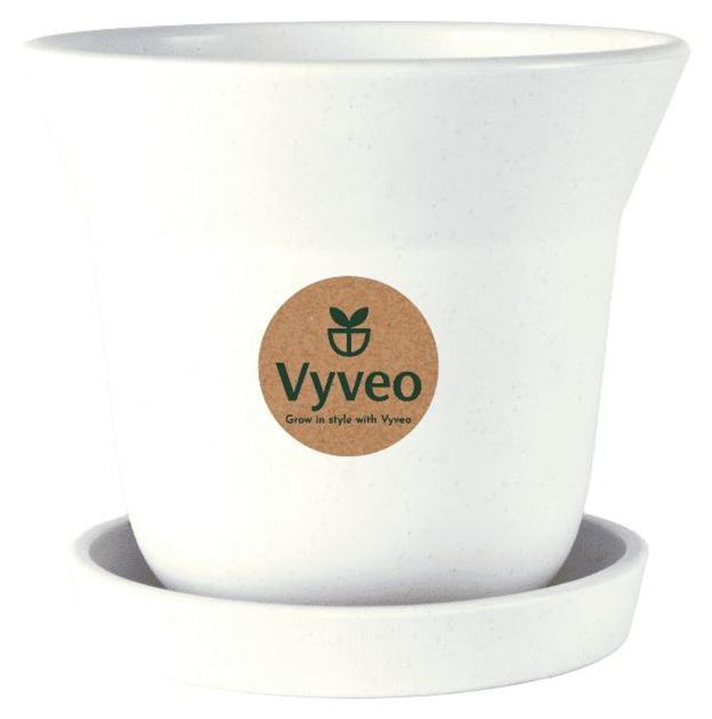 Vyveo - Blumentopf Aalta mit Untersetzer - Weiß - 20x17