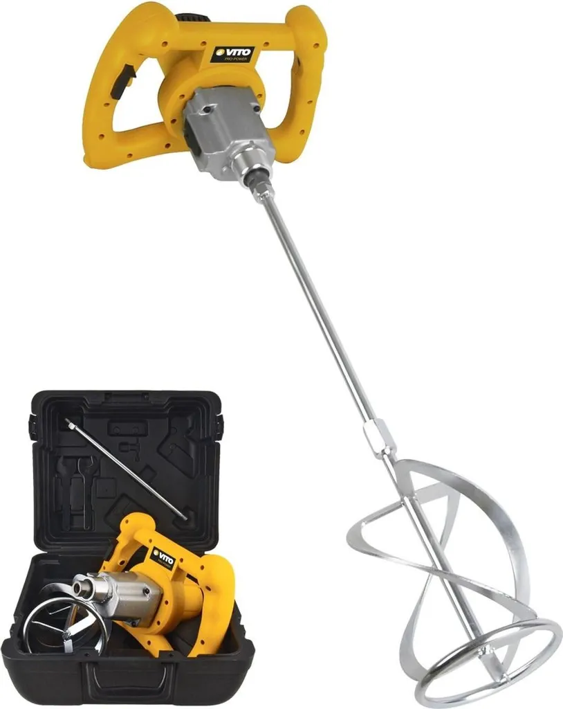 Malaxeur béton VITO 1400W - 65L, Tige 590mm - 2 Vitesses, avec coffre