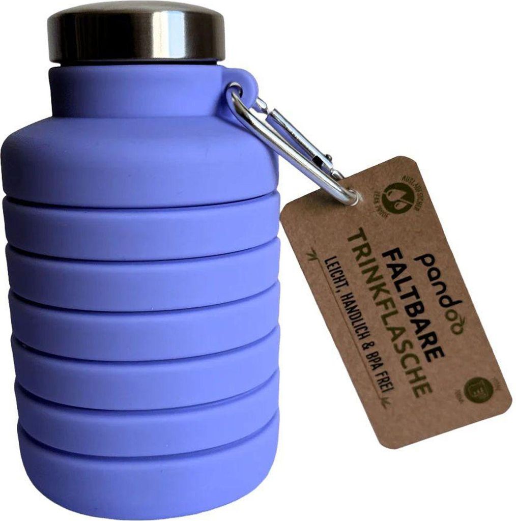 PANDOO Trinkflasche 700ml faltbar Silikon lila