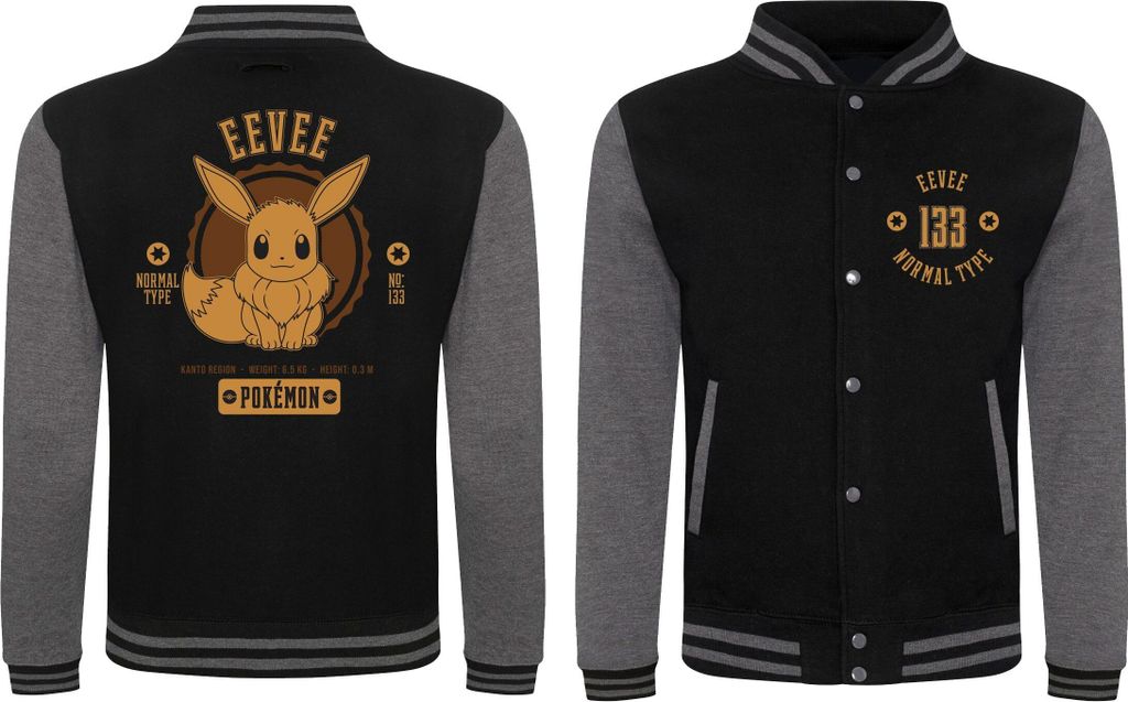 Pokemon Varsity Jacket XXL Schwarz Uni Collegiate Evee Varsity Jacket