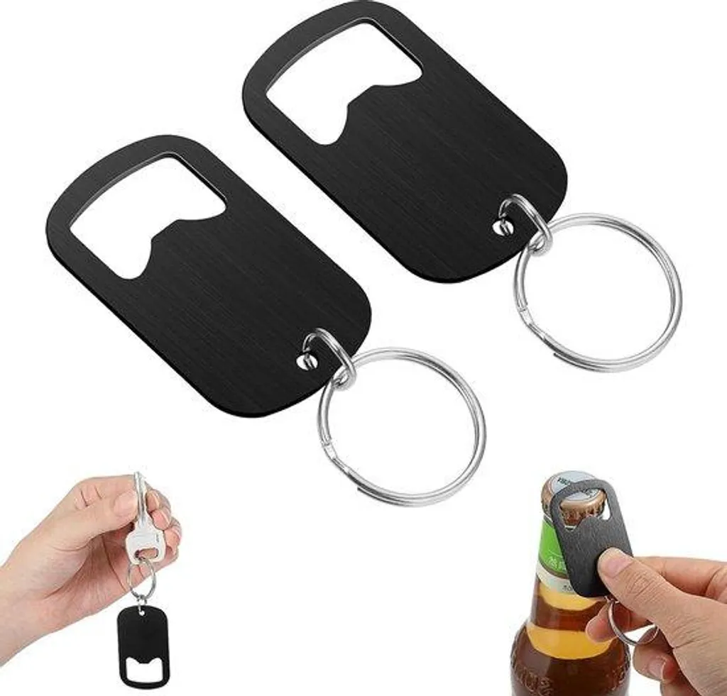 Ouvre-bouteille porte-clé en métal inox format poche pour homme et femme